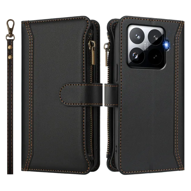 Housse Xiaomi 15T Pro avec Lanière | 9 Cartes à Fermeture Zippée