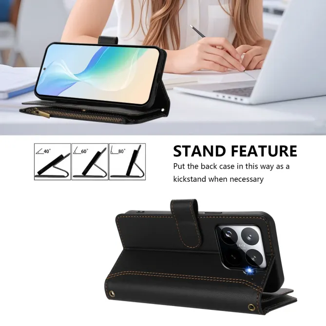 Housse Xiaomi 15T Pro avec Lanière | 9 Cartes à Fermeture Zippée