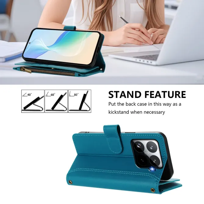 Housse Xiaomi 15T Pro avec Lanière | 9 Cartes à Fermeture Zippée