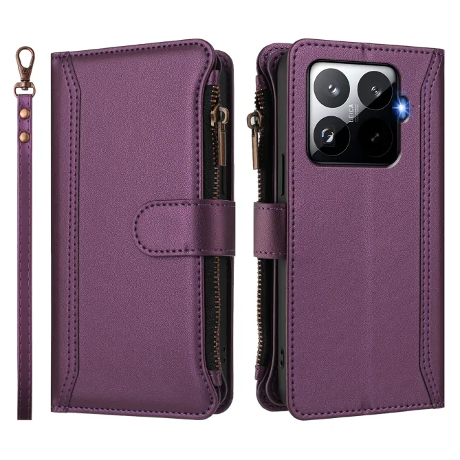 Housse Xiaomi 15T Pro avec Lanière | 9 Cartes à Fermeture Zippée