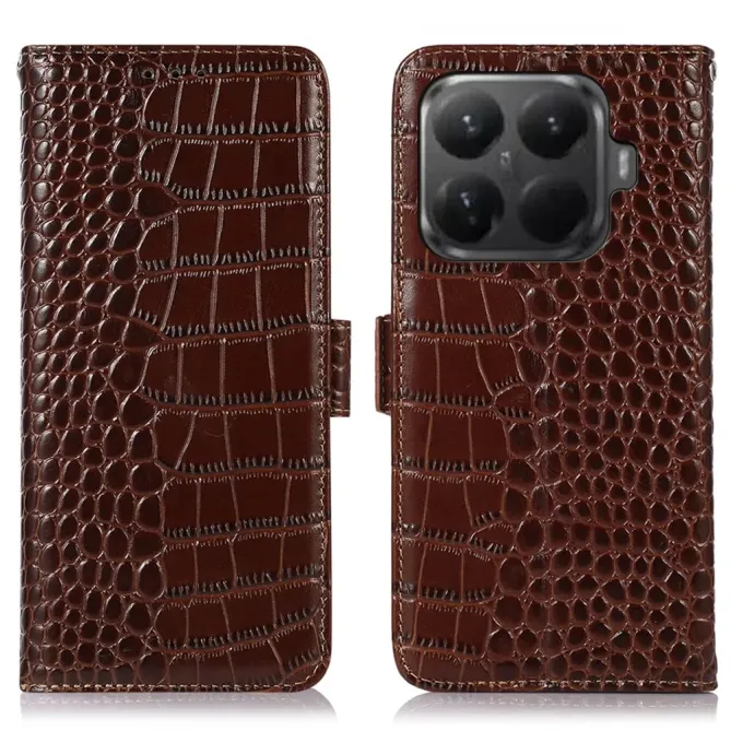 Housse Xiaomi 15T Pro cuir véritable aspect croco