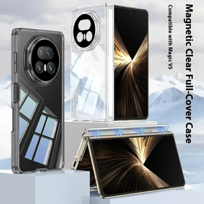 Coque Honor Magic V5 transparente à charnière magnétique