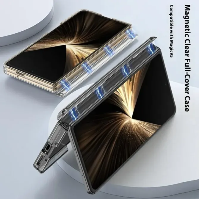 Coque Honor Magic V5 transparente à charnière magnétique