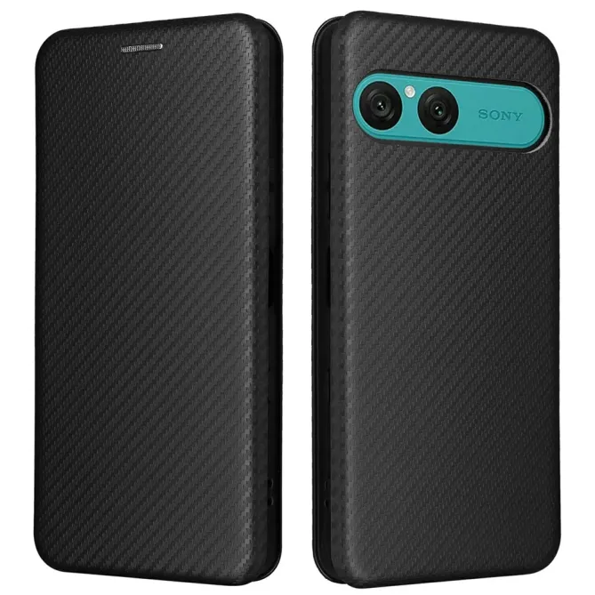 Flip Cover Sony Xperia 10 VII design fibre de carbone