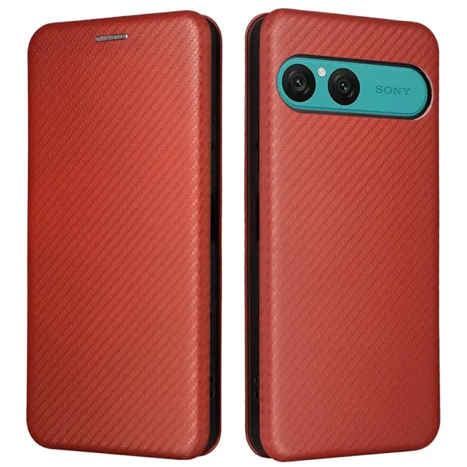 Flip Cover Sony Xperia 10 VII design fibre de carbone