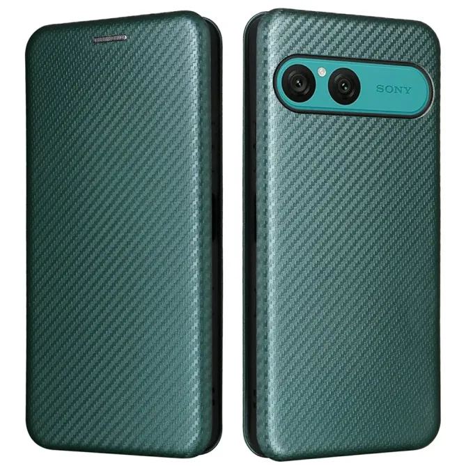 Flip Cover Sony Xperia 10 VII design fibre de carbone