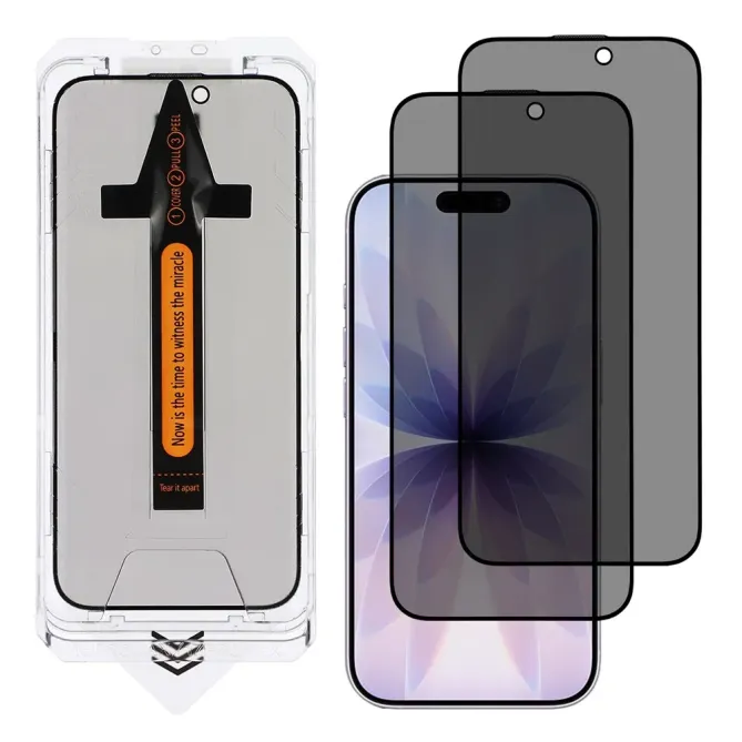 Verre trempé iPhone 17 anti-espion avec outil de pose 2pcs