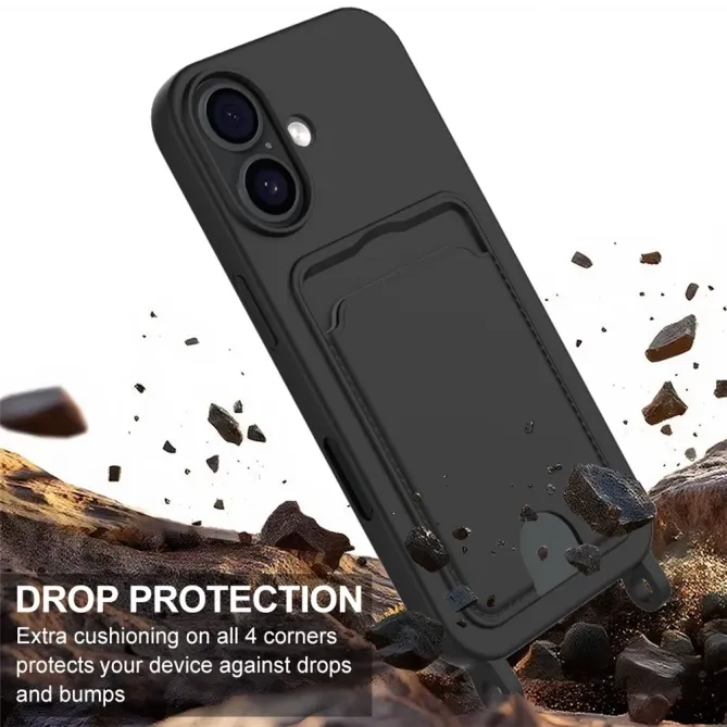 Coque avec Mini Cordon iPhone 17 Silicone et Porte-carte