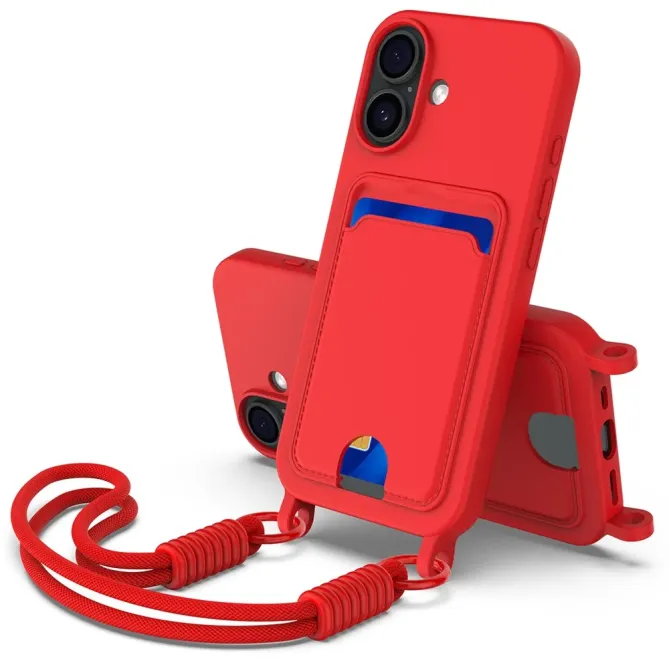 Coque avec Mini Cordon iPhone 17 Silicone et Porte-carte