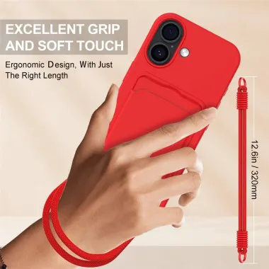 Coque avec Mini Cordon iPhone 17 Silicone et Porte-carte