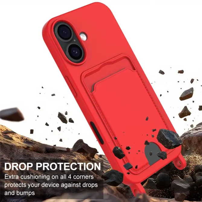 Coque avec Mini Cordon iPhone 17 Silicone et Porte-carte