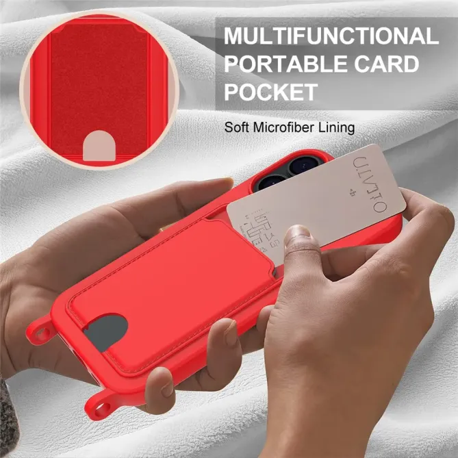 Coque avec Mini Cordon iPhone 17 Silicone et Porte-carte