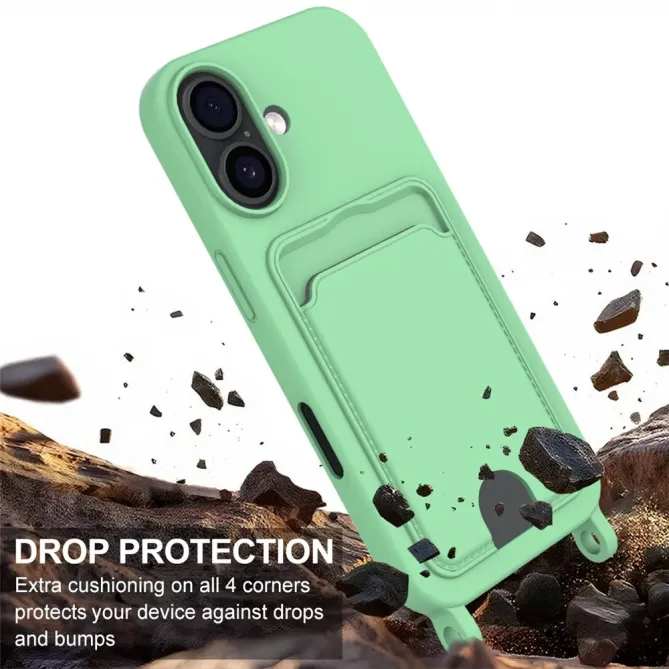 Coque avec Mini Cordon iPhone 17 Silicone et Porte-carte