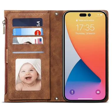 Housse iPhone 17 Portefeuille Irène Marron - photo 12