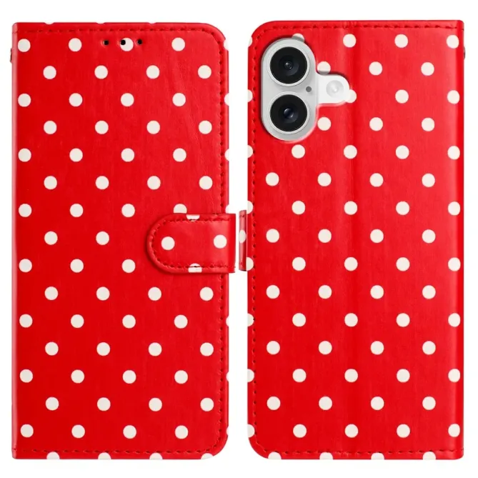 Housse iPhone 17 à pois avec porte-cartes et support pliable