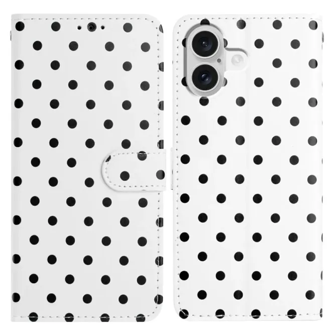 Housse iPhone 17 à pois avec porte-cartes et support pliable