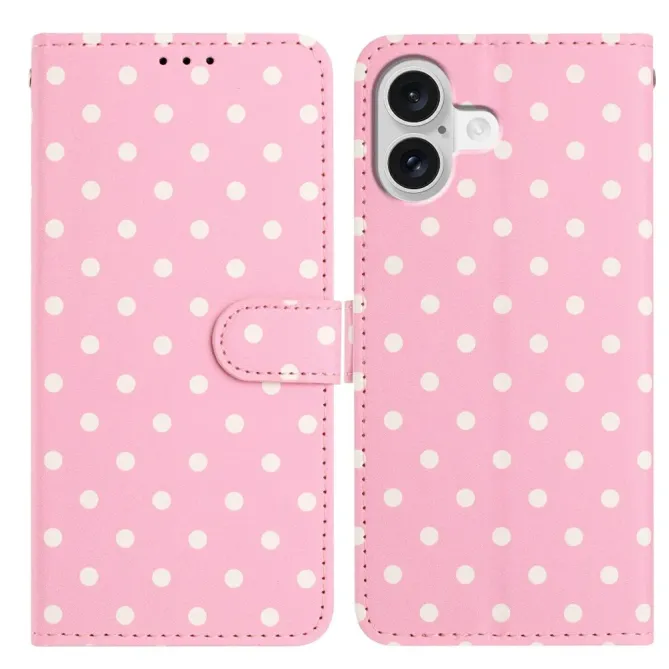 Housse iPhone 17 à pois avec porte-cartes et support pliable