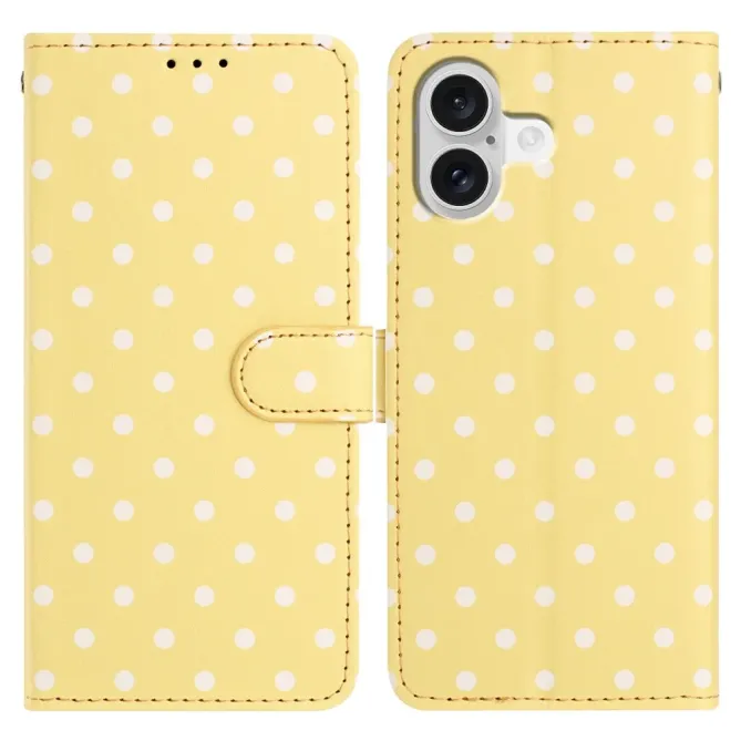 Housse iPhone 17 à pois avec porte-cartes et support pliable