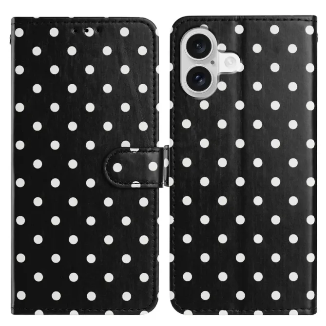 Housse iPhone 17 à pois avec porte-cartes et support pliable