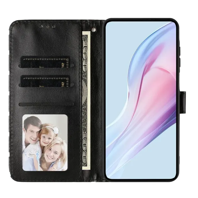 Housse iPhone 17 à pois avec porte-cartes et support pliable