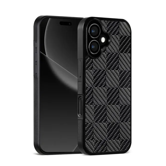 Coque iPhone 17 MagSafe fibre d'aramide texture carrée