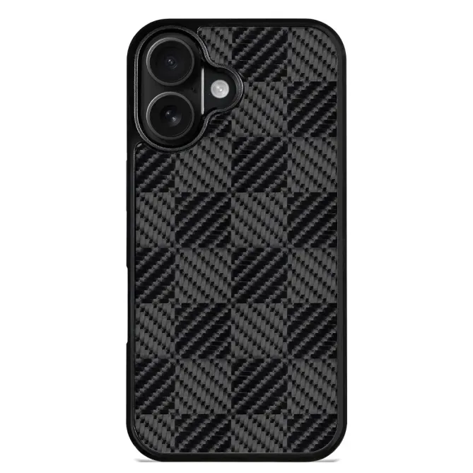 Coque iPhone 17 MagSafe fibre d'aramide texture carrée