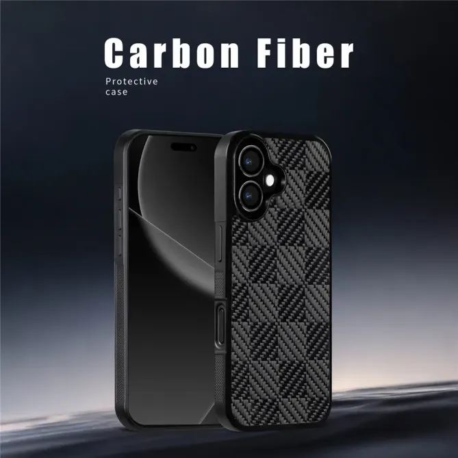 Coque iPhone 17 MagSafe fibre d'aramide texture carrée