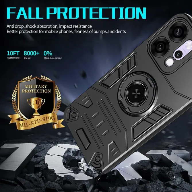 Coque Oppo Reno 14 5G avec anneau support et protection antichute