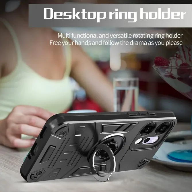 Coque Oppo Reno 14 5G avec anneau support et protection antichute