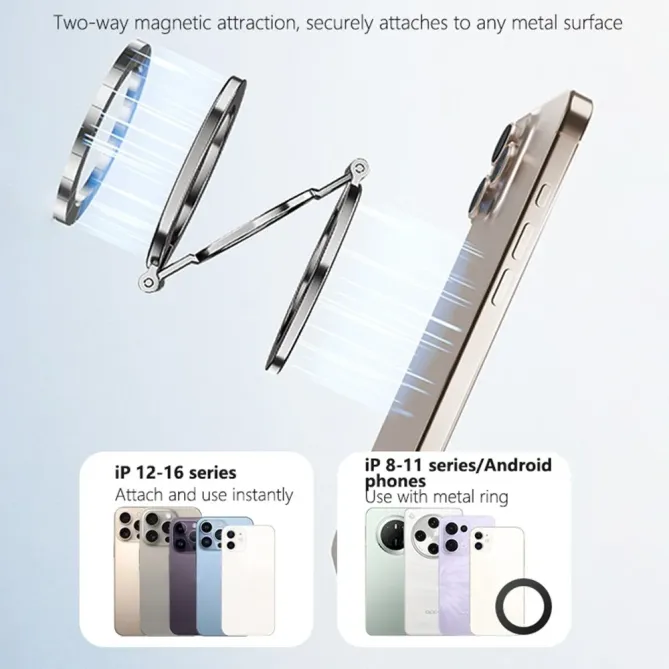 Support Téléphone Magnétique Pliable 360° Double Face