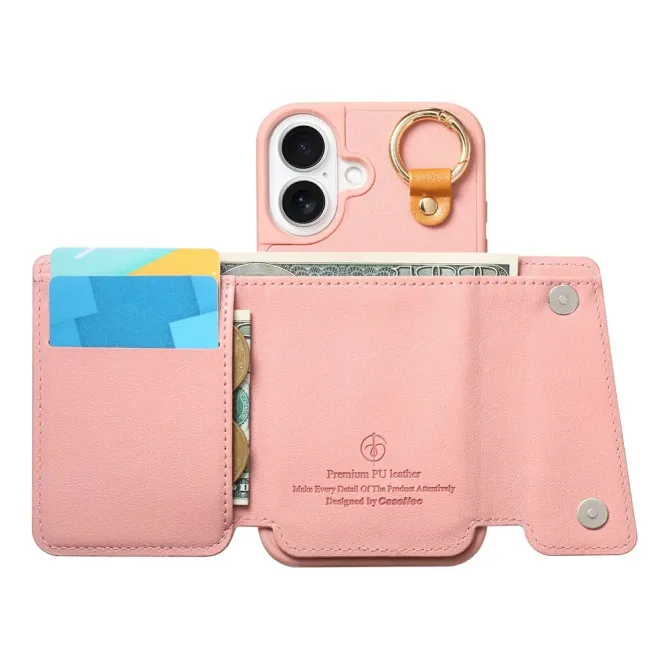 Coque iPhone 17 Portefeuille Béquille Anneau D-Ring