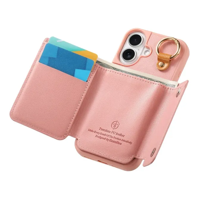 Coque iPhone 17 Portefeuille Béquille Anneau D-Ring