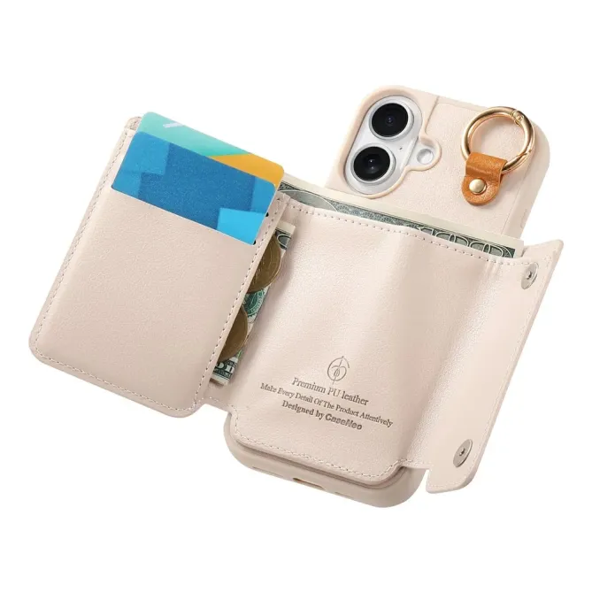 Coque iPhone 17 Portefeuille Béquille Anneau D-Ring