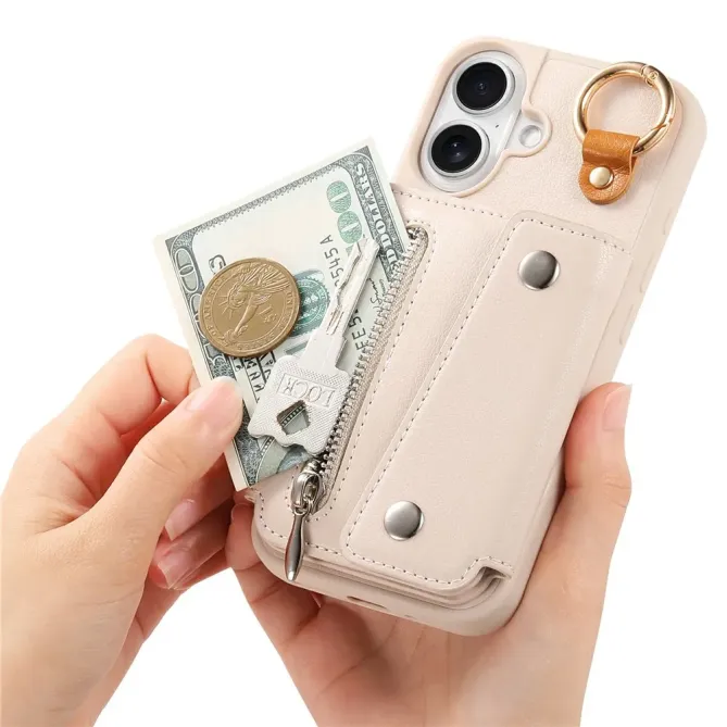Coque iPhone 17 Portefeuille Béquille Anneau D-Ring