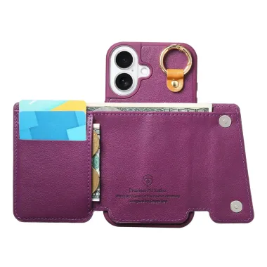 Coque iPhone 17 Portefeuille Béquille Anneau D-Ring Violet - photo 18