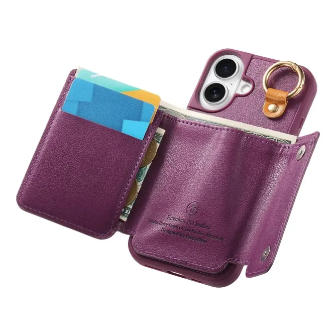 Coque iPhone 17 Portefeuille Béquille Anneau D-Ring