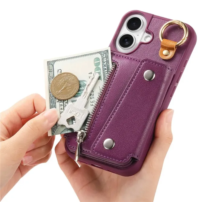 Coque iPhone 17 Portefeuille Béquille Anneau D-Ring