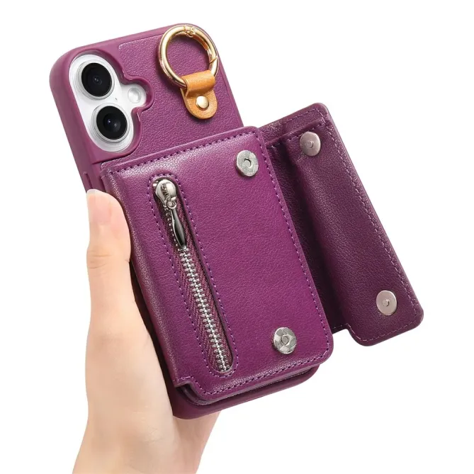 Coque iPhone 17 Portefeuille Béquille Anneau D-Ring