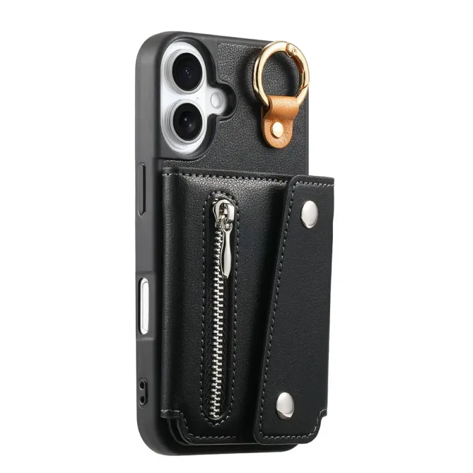 Coque iPhone 17 Portefeuille Béquille Anneau D-Ring