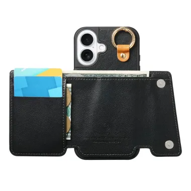 Coque iPhone 17 Portefeuille Béquille Anneau D-Ring Noir - photo 26