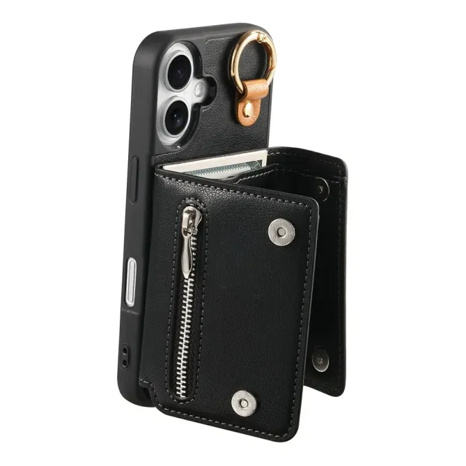 Coque iPhone 17 Portefeuille Béquille Anneau D-Ring