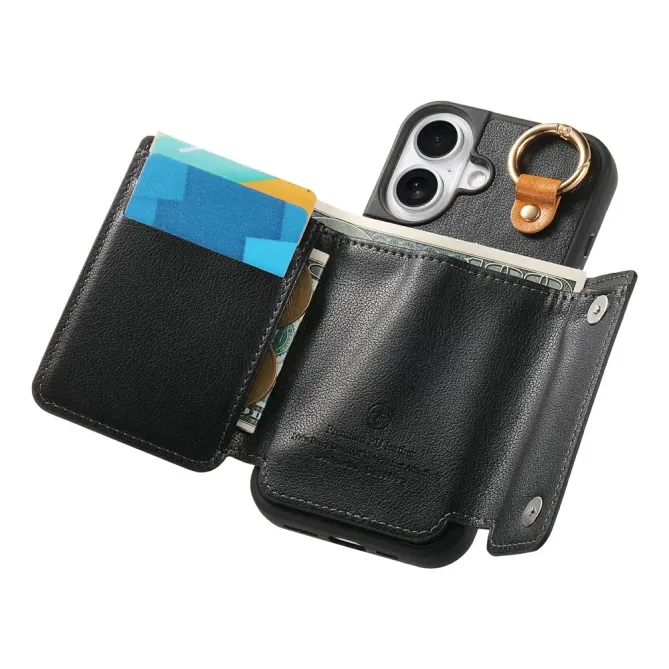 Coque iPhone 17 Portefeuille Béquille Anneau D-Ring