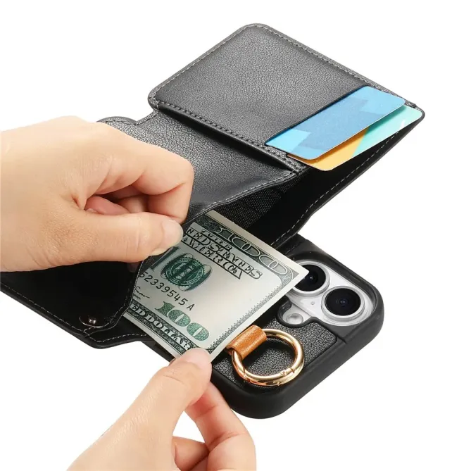 Coque iPhone 17 Portefeuille Béquille Anneau D-Ring