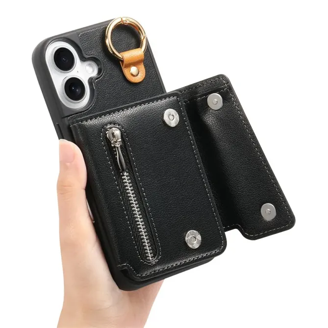Coque iPhone 17 Portefeuille Béquille Anneau D-Ring