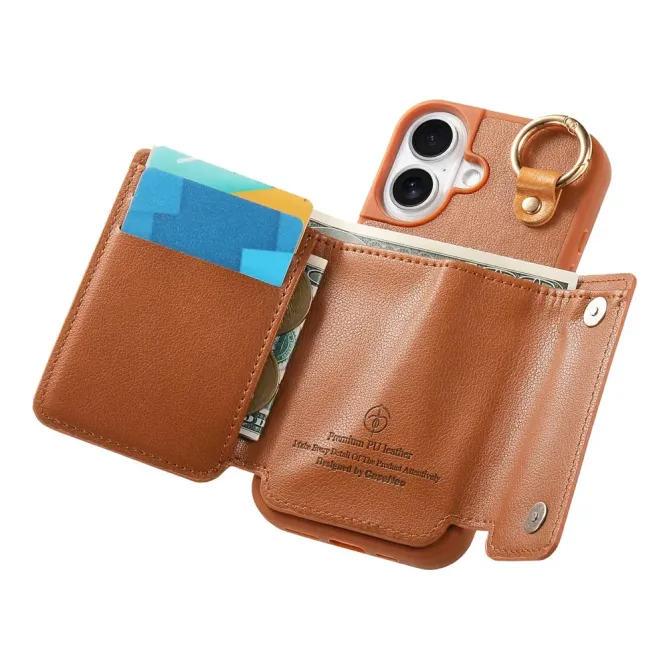 Coque iPhone 17 Portefeuille Béquille Anneau D-Ring
