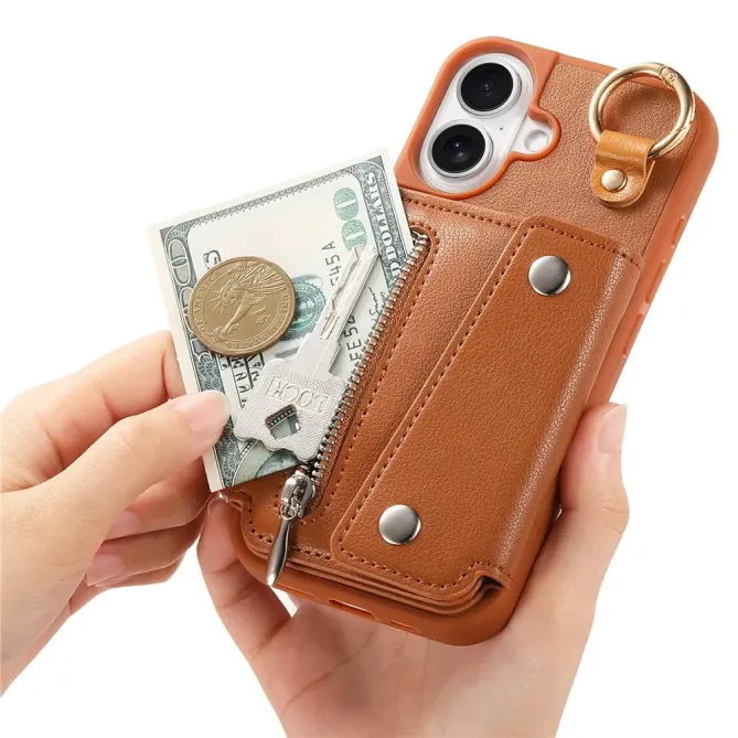 Coque iPhone 17 Portefeuille Béquille Anneau D-Ring
