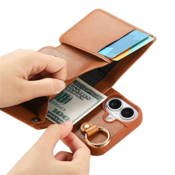 Coque iPhone 17 Portefeuille Béquille Anneau D-Ring