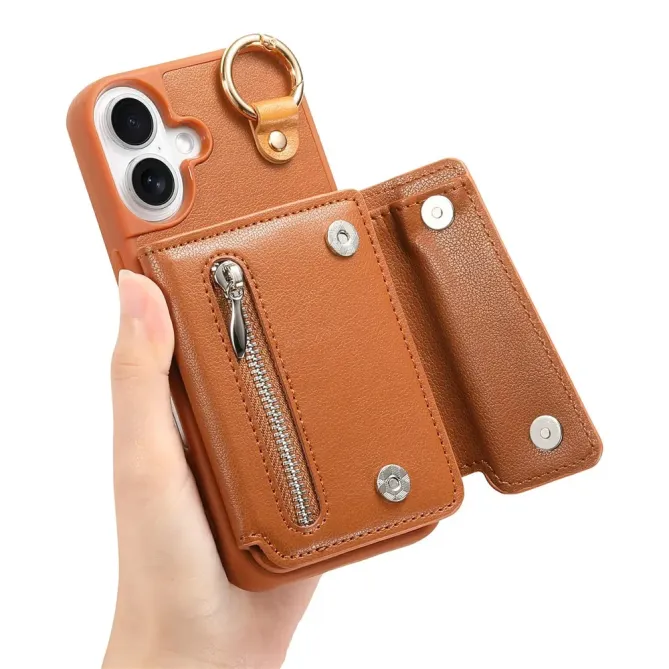 Coque iPhone 17 Portefeuille Béquille Anneau D-Ring