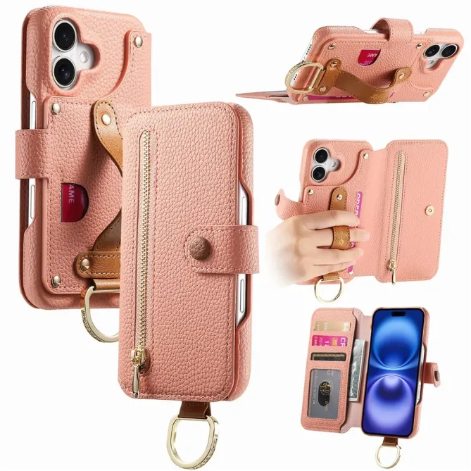 Housse Portefeuille iPhone 17 avec Poche Zippée et Support RFID