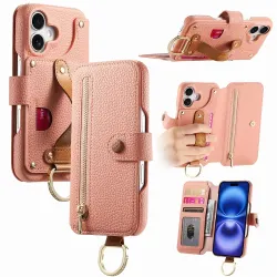 Housse Portefeuille iPhone 17 avec Poche Zippée et Support RFID